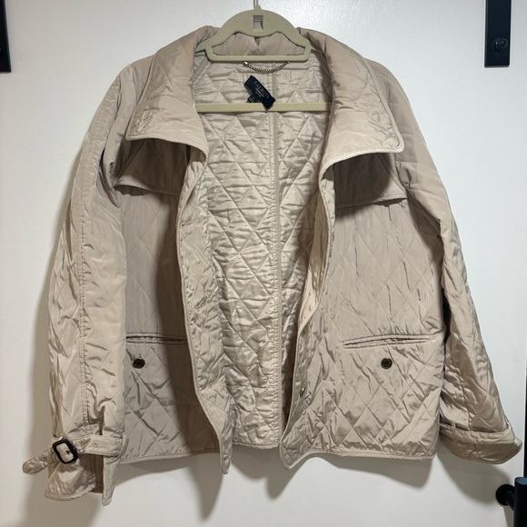 Talbots Quilted Barn Jacket Khaki PL - Picture 4 of 12